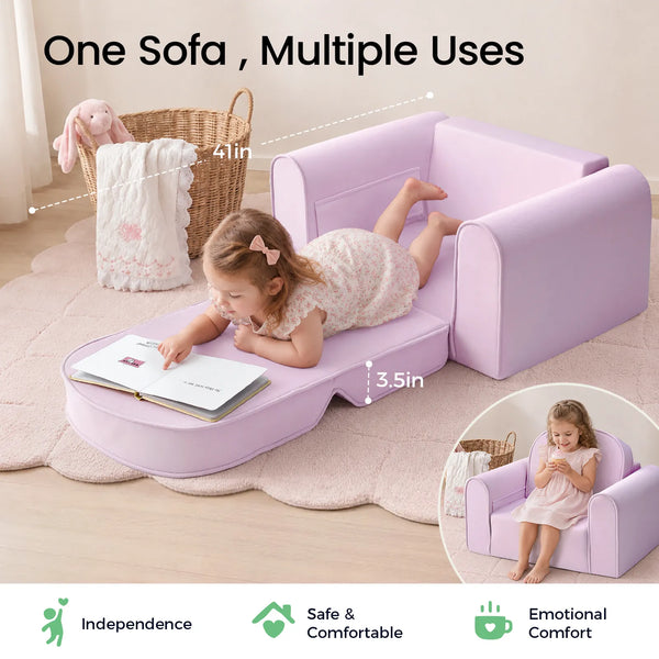 Tiny Land® GentleSnug Kids Sofa Chair - Fold-Out Toddler Lounger