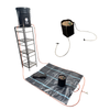 Heating mat with pots, bucket, and ladder on a white background