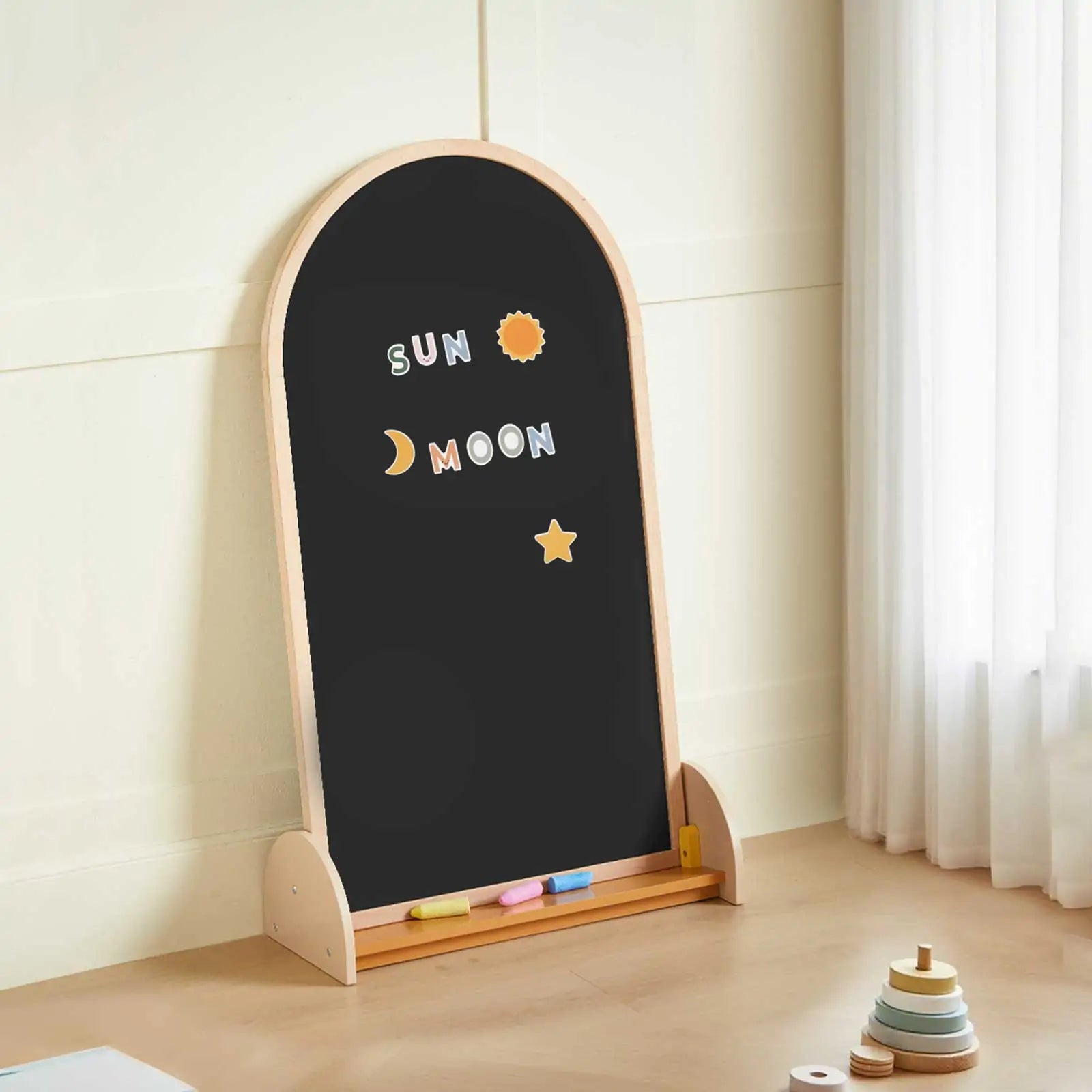 Tiny Land Double-Sided Magnetic Chalkboard Easel for Kids
