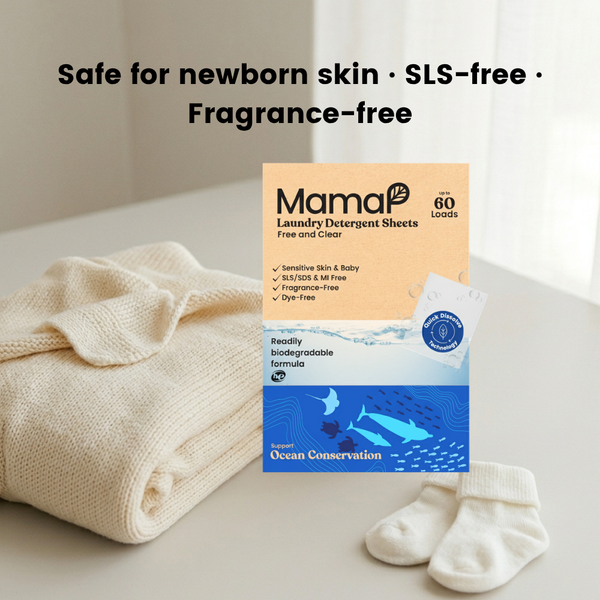 MamaP fragrance-free laundry sheets – no SLS, no optical brighteners, no synthetic fragrance