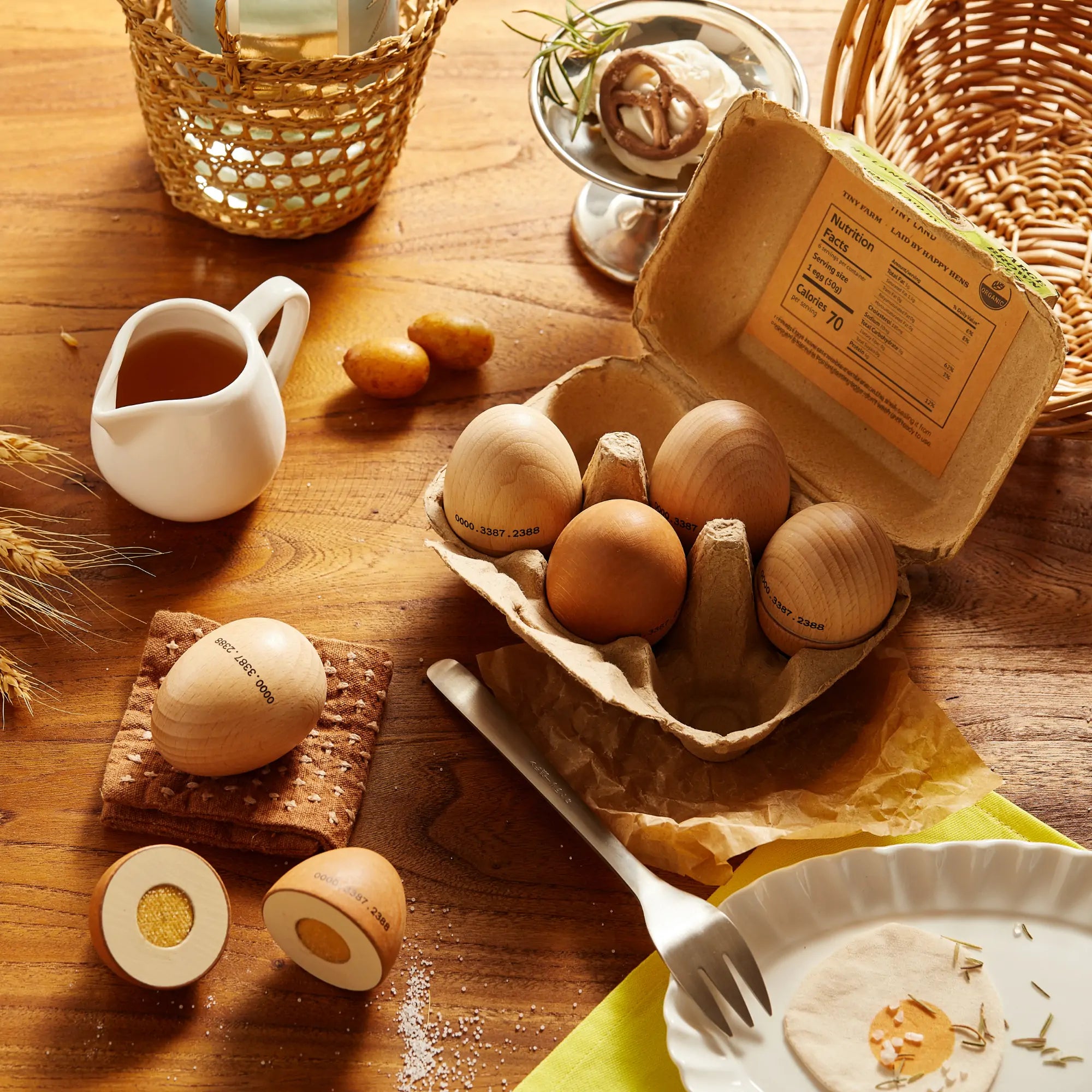 Tiny Land wooden play food eggs from the Egg Combo Playset
