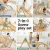 Tiny Land Pikler Triangle Set showing foldable design and child-safe solid wood construction
