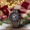 Handcrafted Sydney personalised wooden chronograph watch with natural walnut case and copper dial
