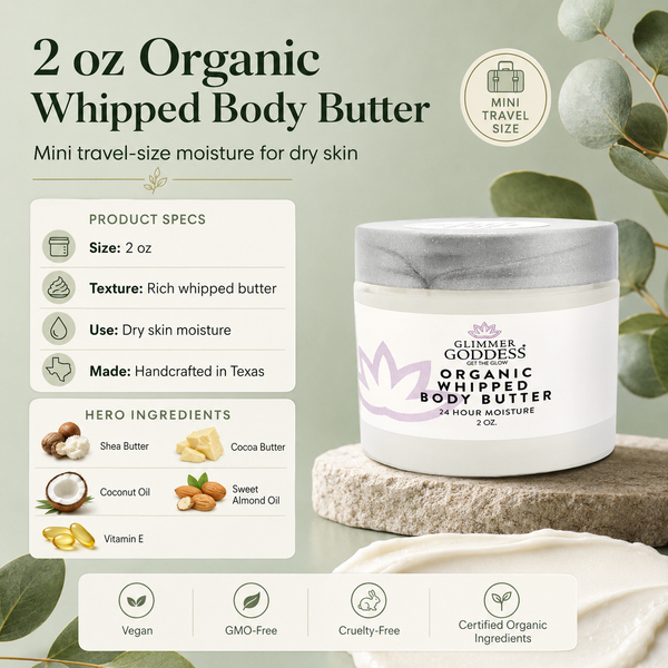 Organic Whipped Body Butter 2 oz – Travel Size for Dry Skin