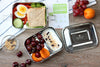 Ecozoi 2-tier bento lunch box open and filled with a balanced meal showing compartment layout