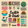 Promotional graphic for a brand named 'Nanah' highlighting eco-friendly products with icons and text.