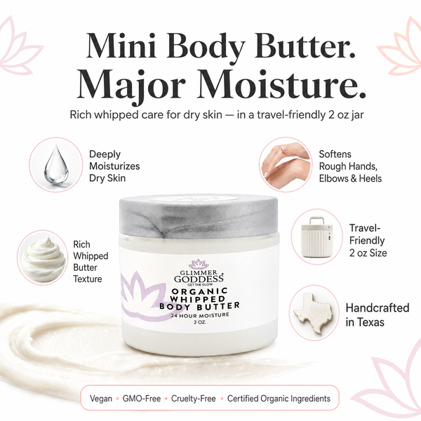 Organic Whipped Body Butter 2 oz – Travel Size for Dry Skin