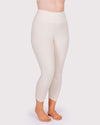 Woman wearing Thunderpants High Rise Ankle Length Leggings in Pomegranate Punch, front view