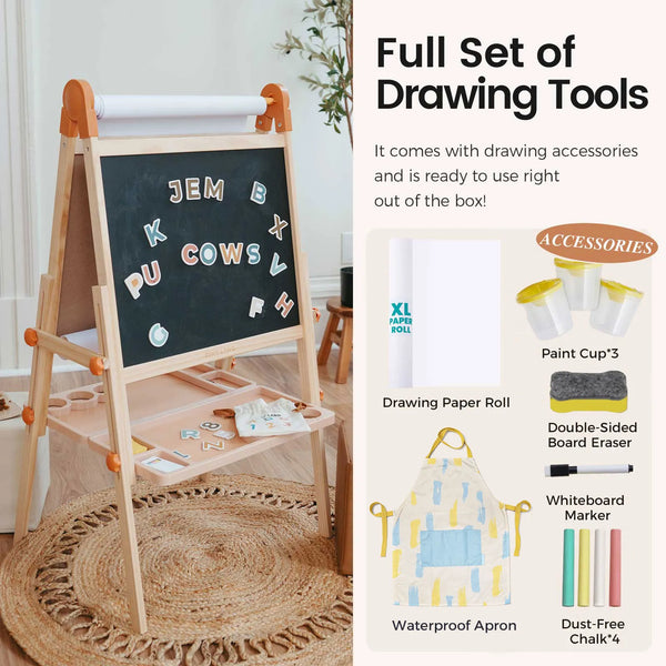 Tiny Land® Magnitales Kids Easel – Double-Sided Magnetic Art Easel for Ages 3–8