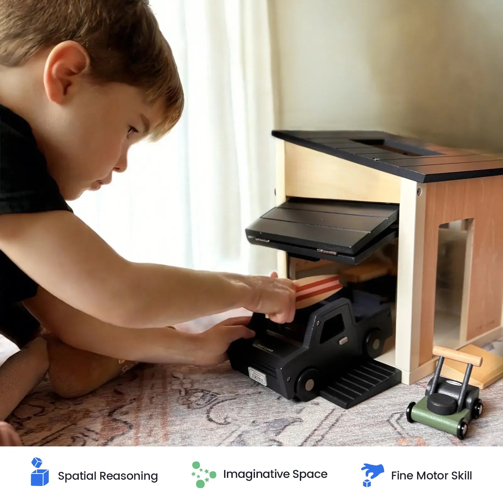 Tiny Land® Wooden Dollhouse Garage Set – Imaginative Play for Kids