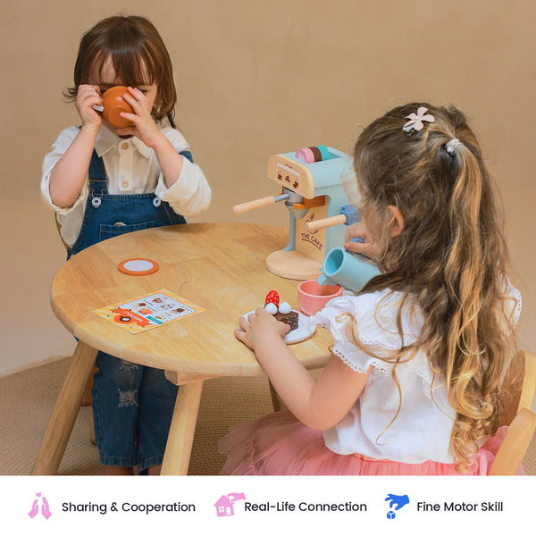 Wooden Kids Play Coffee Maker Set – Barista Role Play Toy by Tiny Land