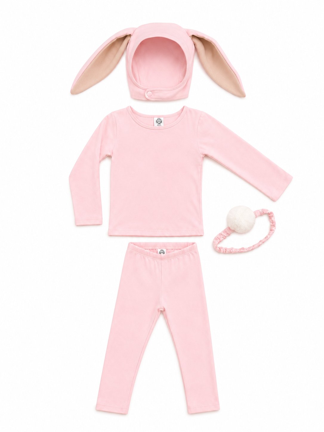 Pink Bunny Costume bonnet detail with snap closure under the chin