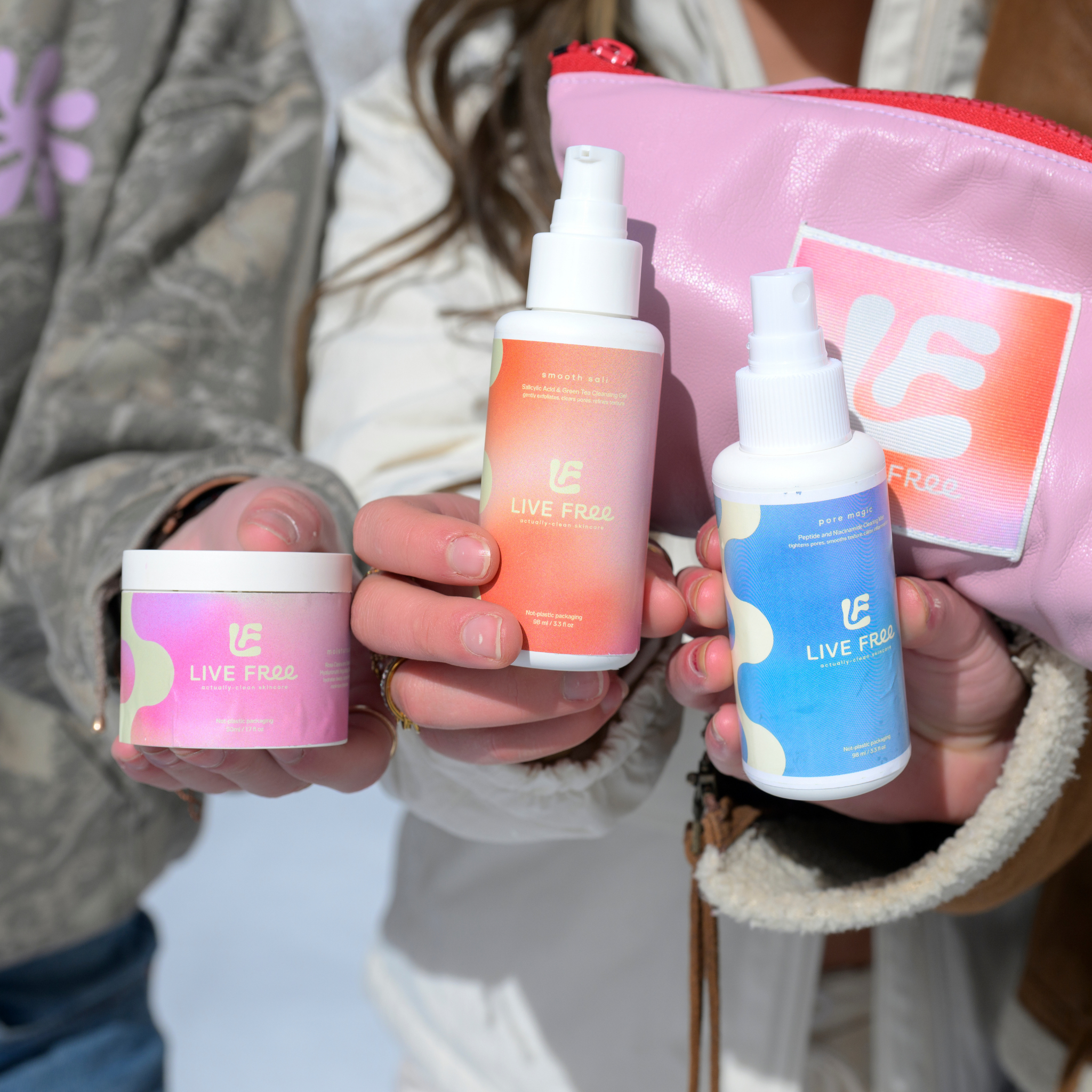 Free Living Co 3-Step Skincare Set – Cleanser, Toner & Moisturiser for Sensitive & Blemish-Prone Skin