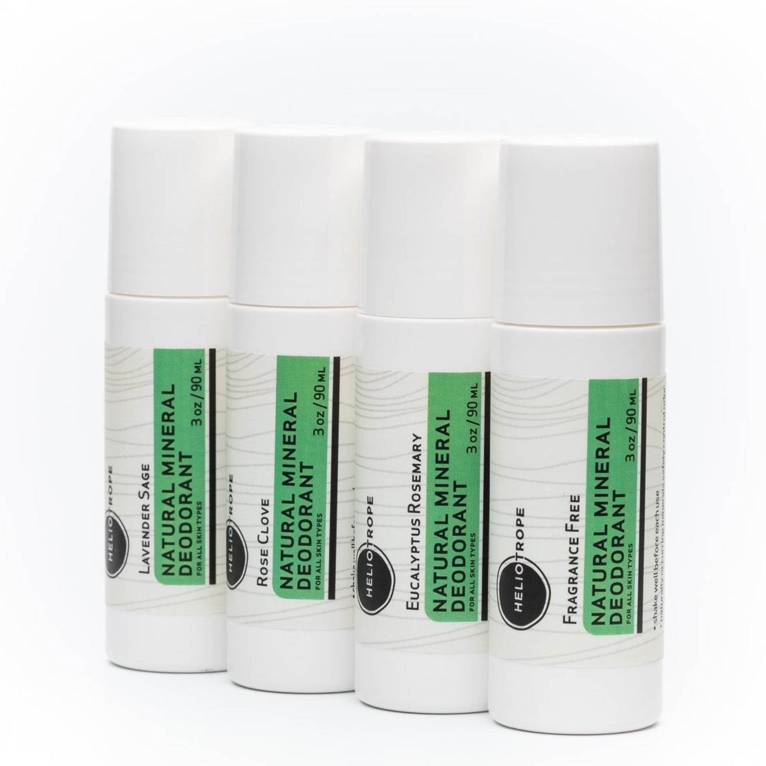 Heliotrope SF Natural Mineral Deodorant 3oz aluminium-free roll-on bottle