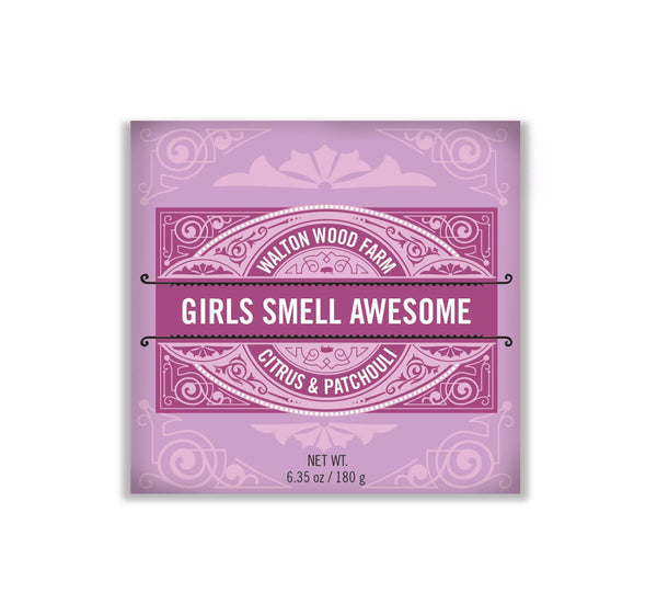 "Girls Smell Awesome" Citrus & Patchouli Bar Soap - 6.35 oz of refreshing, skin-nourishing indulgence. Enjoy bold citrus & patchouli fragrance with auto-renew convenience. Buy now!

