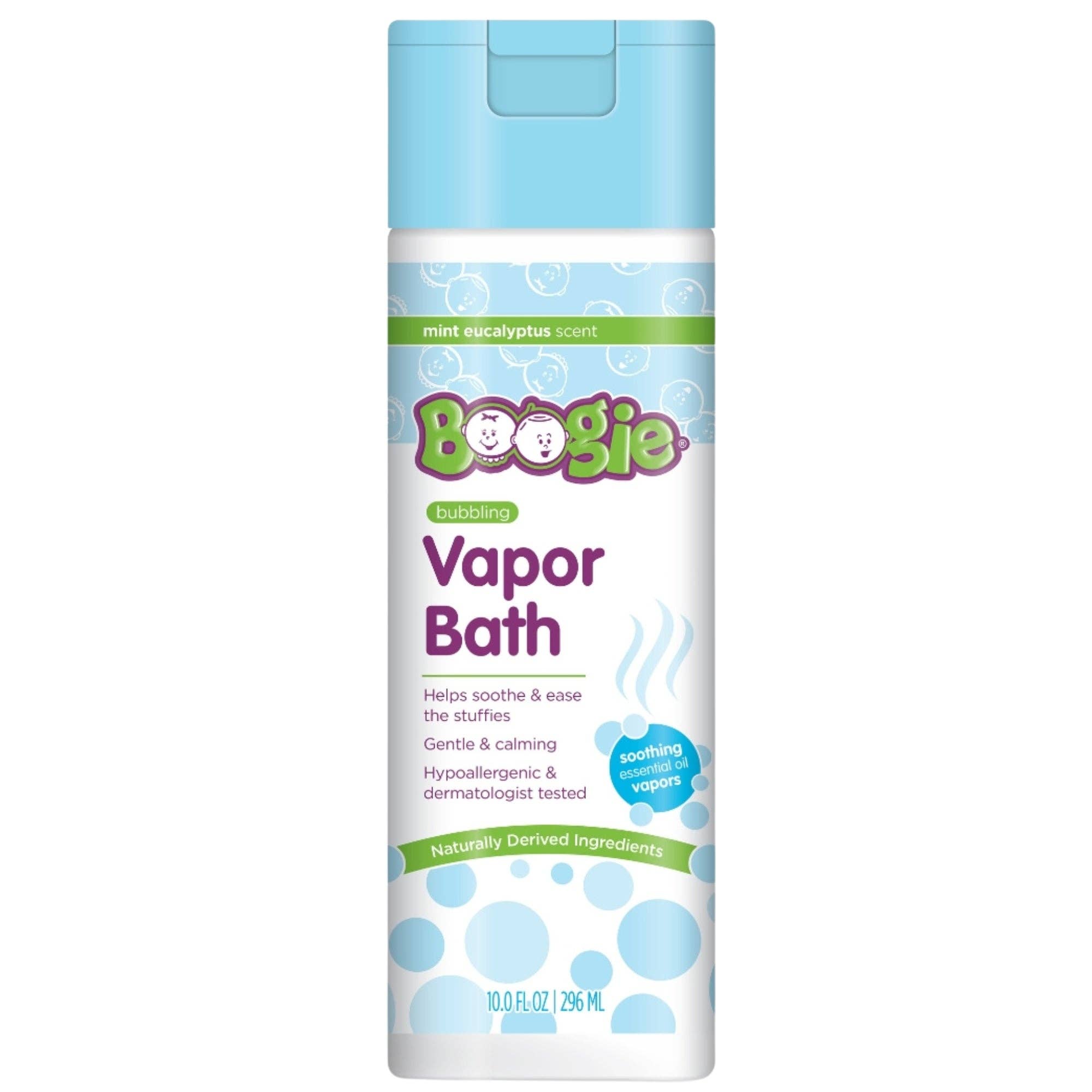 Boogie Bubbling Vapor Bath eucalyptus and peppermint 10oz bottle for kids – case of 6