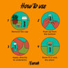Instructions on how to use a product labeled 'Nanah' on an orange background