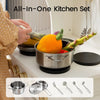 Tiny Land wooden play kitchen with roomy cupboard for storing pretend cookware