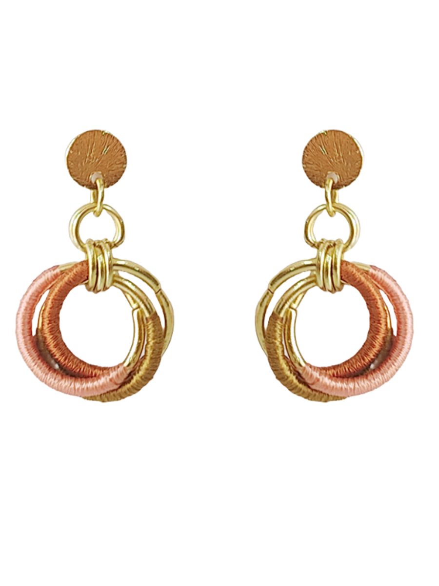 Fair Anita Thread Wrapped Helix Studs styled flat lay — ethically made earrings with cotton thread and recycled brass
