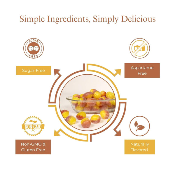 Andy Anand sugar-free pear drop candies displayed on a surface, keto and diabetic-friendly sweets