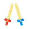 Sarah's Silks Red Soft Sword laid flat showing full 17-inch length and golden silk blade