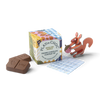 Play'n Choc woodland animals organic chocolate with packaging and a toy squirrel on a white background