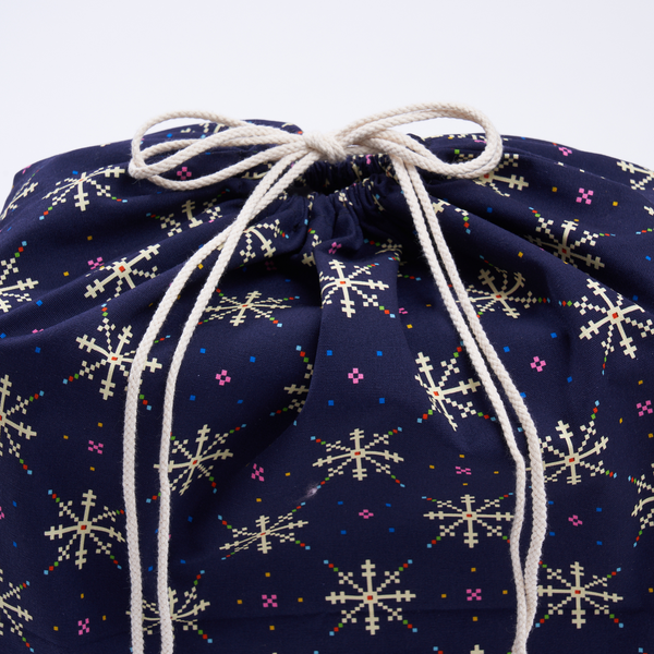 Kelsey Weigl Fair Isle reusable fabric gift bag showing bold geometric shapes and festive colours