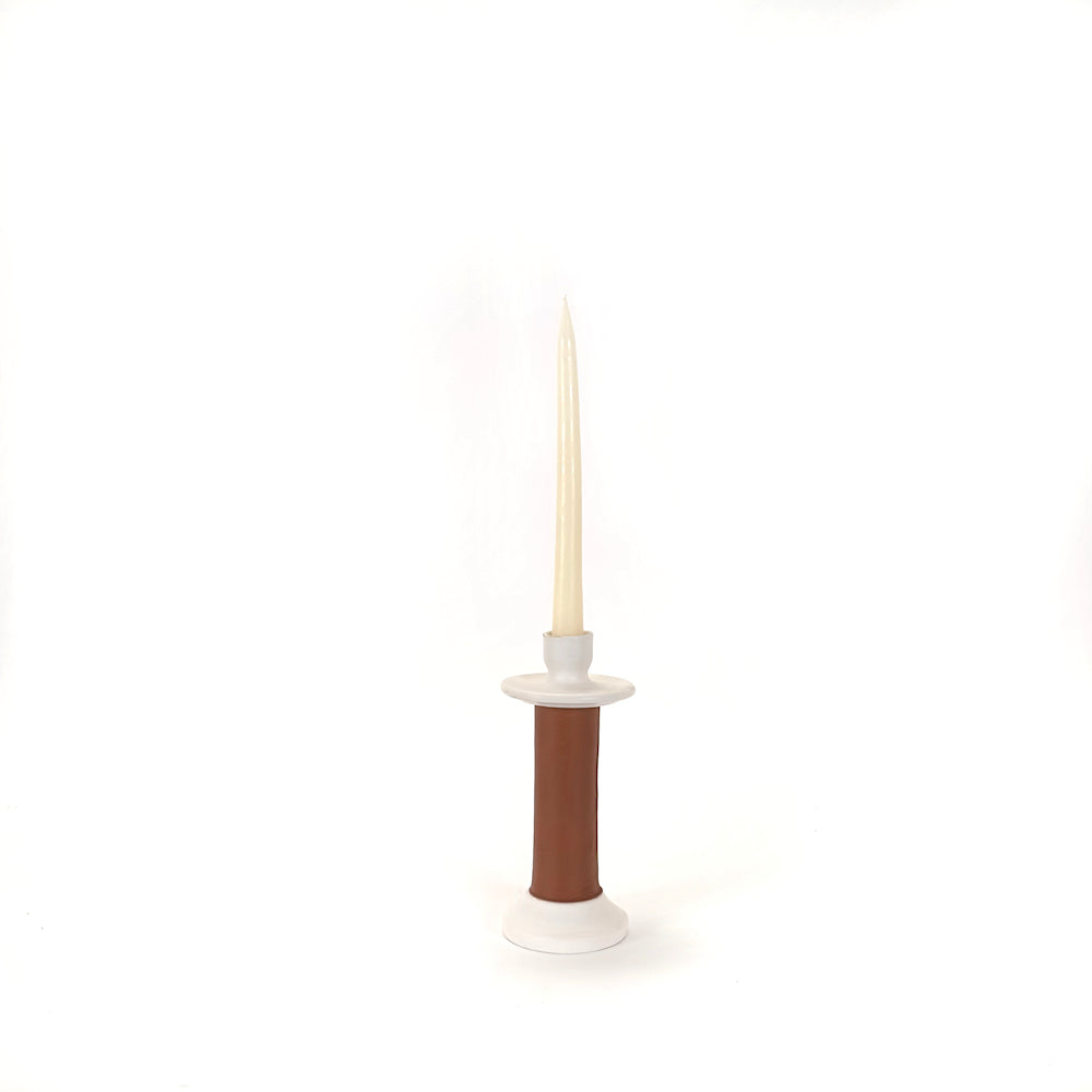 Leather-Wrapped Candle Holder