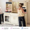 Tiny Land wooden play kitchen with microwave, freezer and oven details