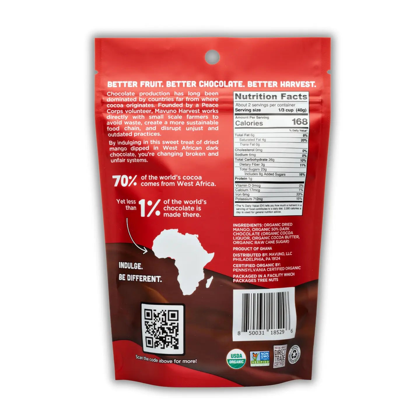 Chocolate Dipped Dried Organic Mango