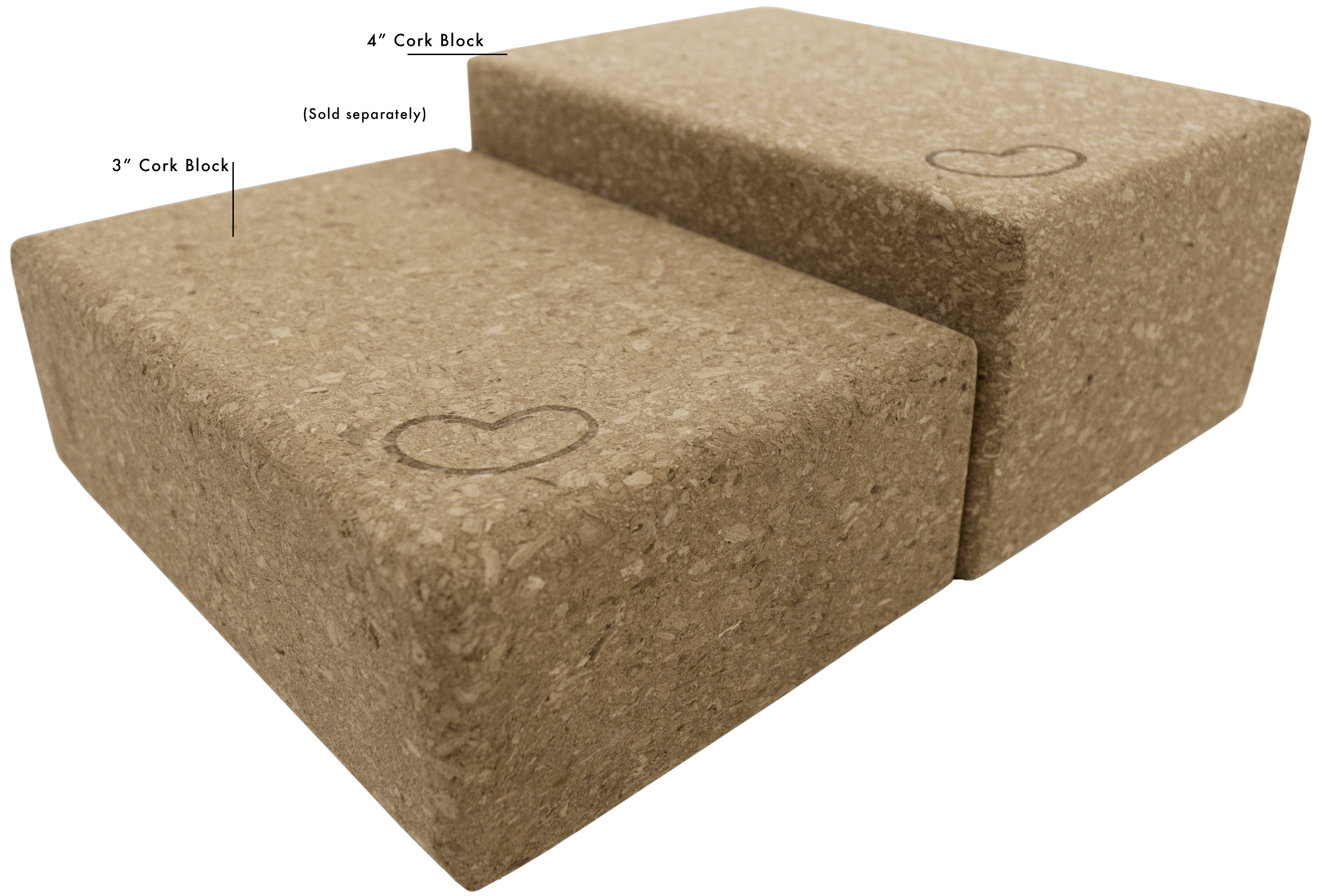 Single eco-friendly cork yoga block showing beveled edge detail