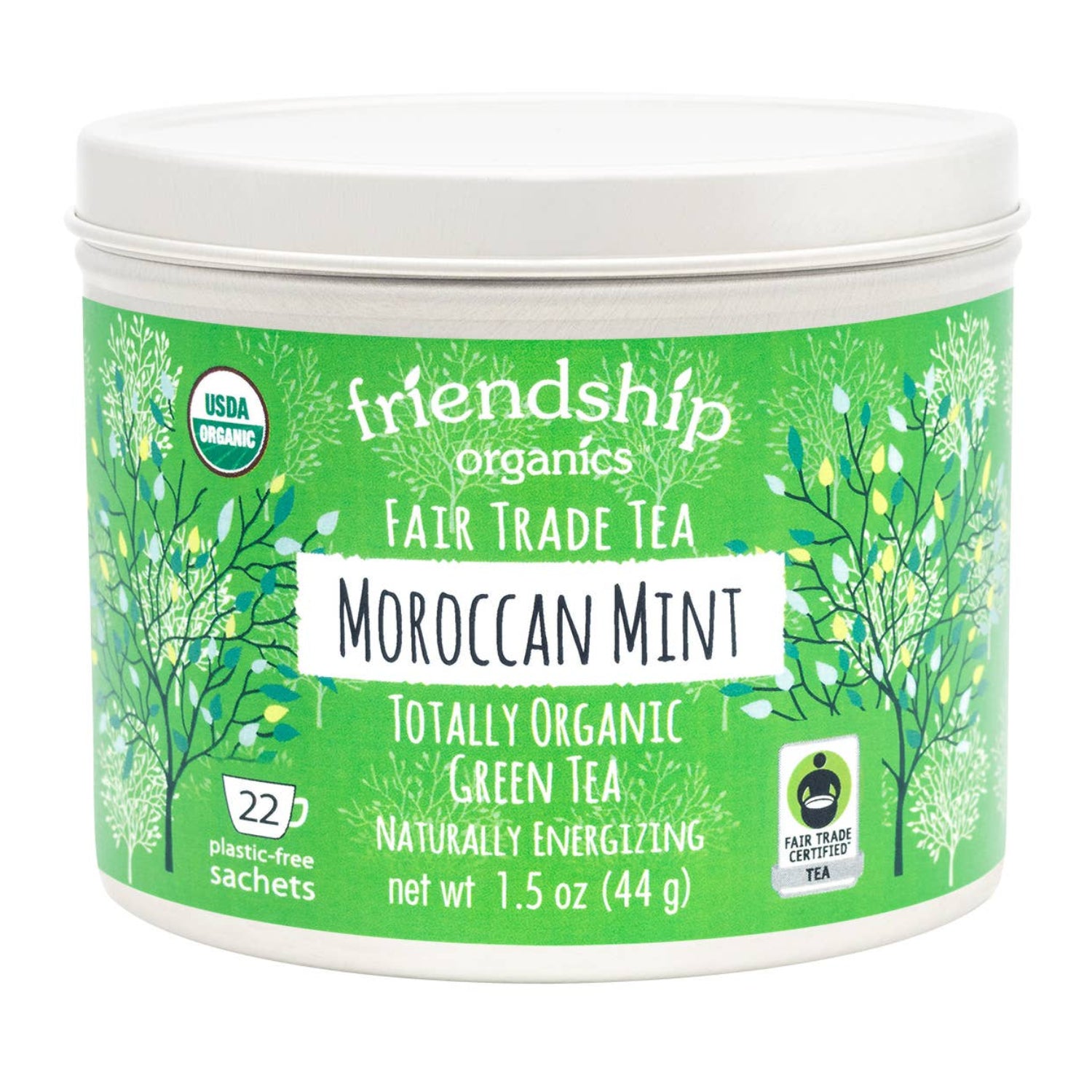Moroccan Mint Green Tea tin by Friendship Organics — organic and Fair Trade certified