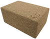 Cork yoga block with a heart design on a white background