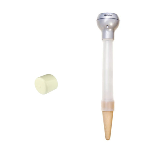 White and beige electronic device on a white background