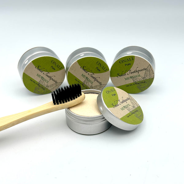 Onali Natural Solid Toothpaste - organic, zerowaste, vegan! Cleans, shines, fights plaque, freshens breath. Travel-friendly, eco-friendly. Shop now!