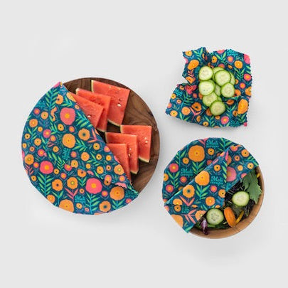 Meli Wraps Fall Bloom beeswax food wrap in three sizes — small, medium, and large