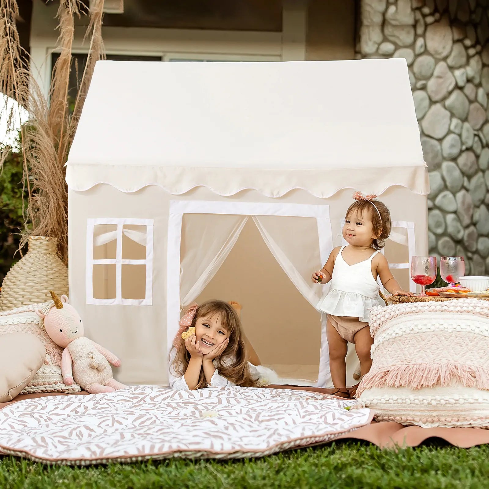 Tiny Land® Playhouse Tent – Natural Cream Indoor Tent for Kids