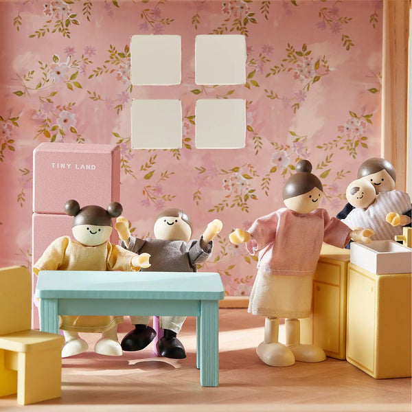 Interior rooms of the Tiny Land Sweetwood Unicorn wooden dollhouse