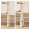 Comparison of two wooden furniture legs with measurements on a neutral background