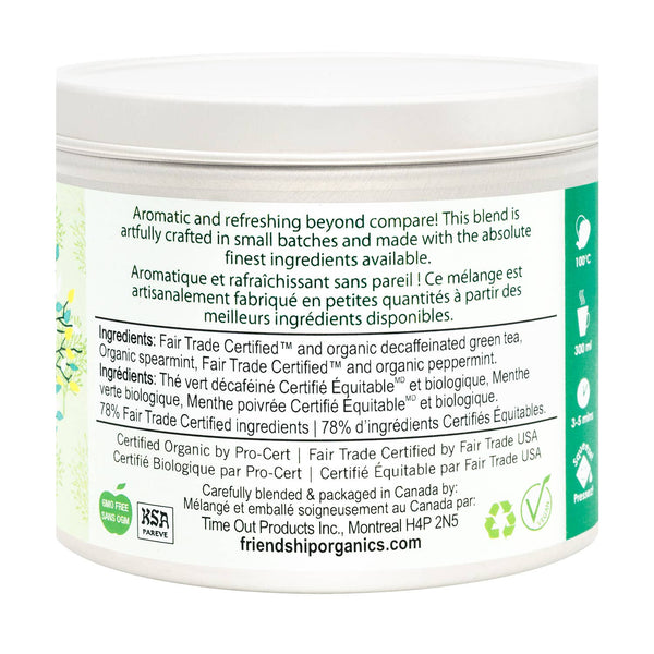 Container label with text and logos on a white background