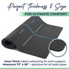 Yoga mat with text highlighting thickness, size, and comfort