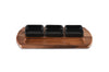 Charcuterie/ Serving Tray w/ 3  black square ceramic bowls