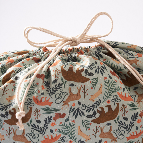 Hannah Pearlman reusable fabric gift bag printed on cotton canvas with water-based ink, front view
