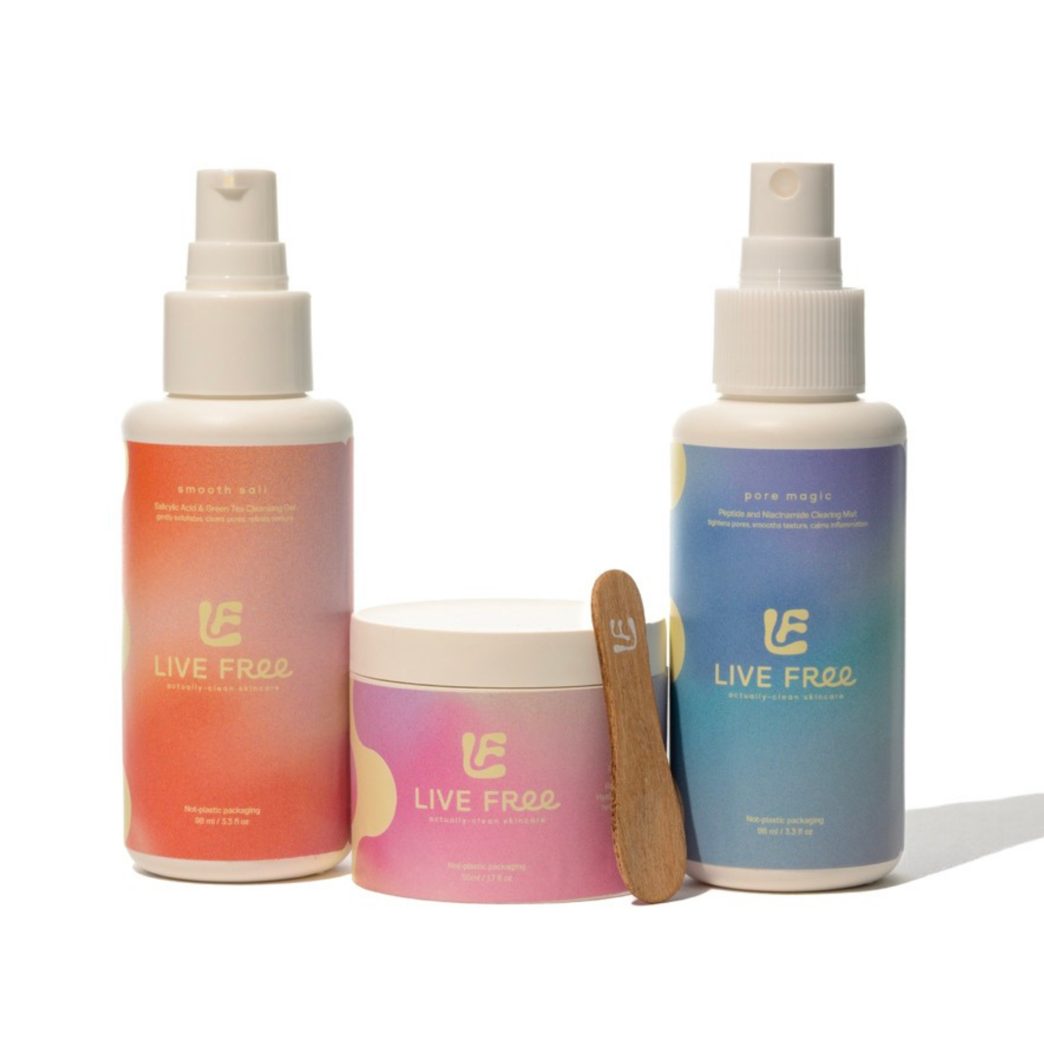Free Living Co 3-Step Skincare Set – Cleanser, Toner & Moisturiser for Sensitive & Blemish-Prone Skin