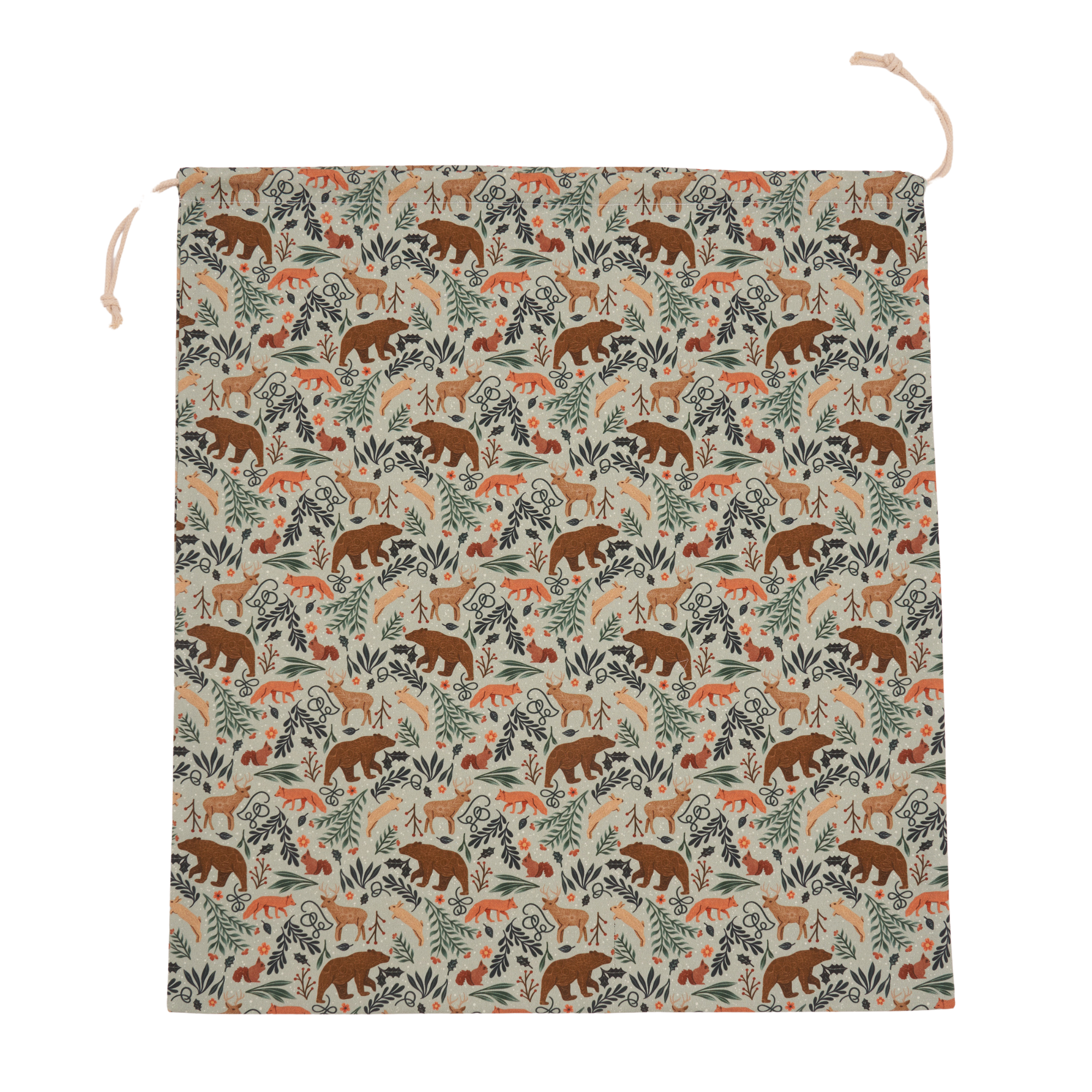 Reusable 22 inch cotton canvas gift bag by Hannah Pearlman, shown styled as a wrapped present