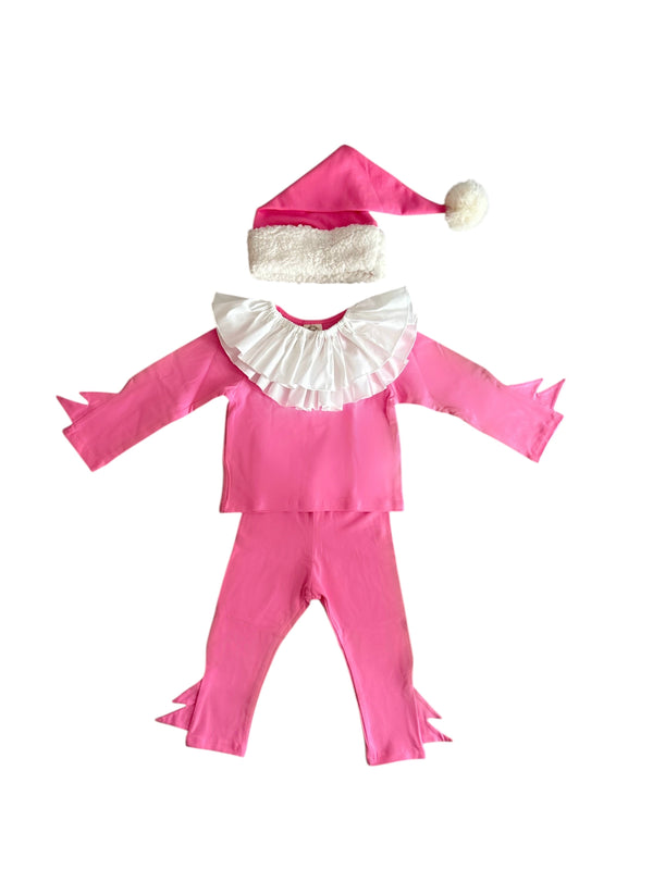 Pink Elf Pajama Costume for Kids – Cozy Holiday Cotton PJs
