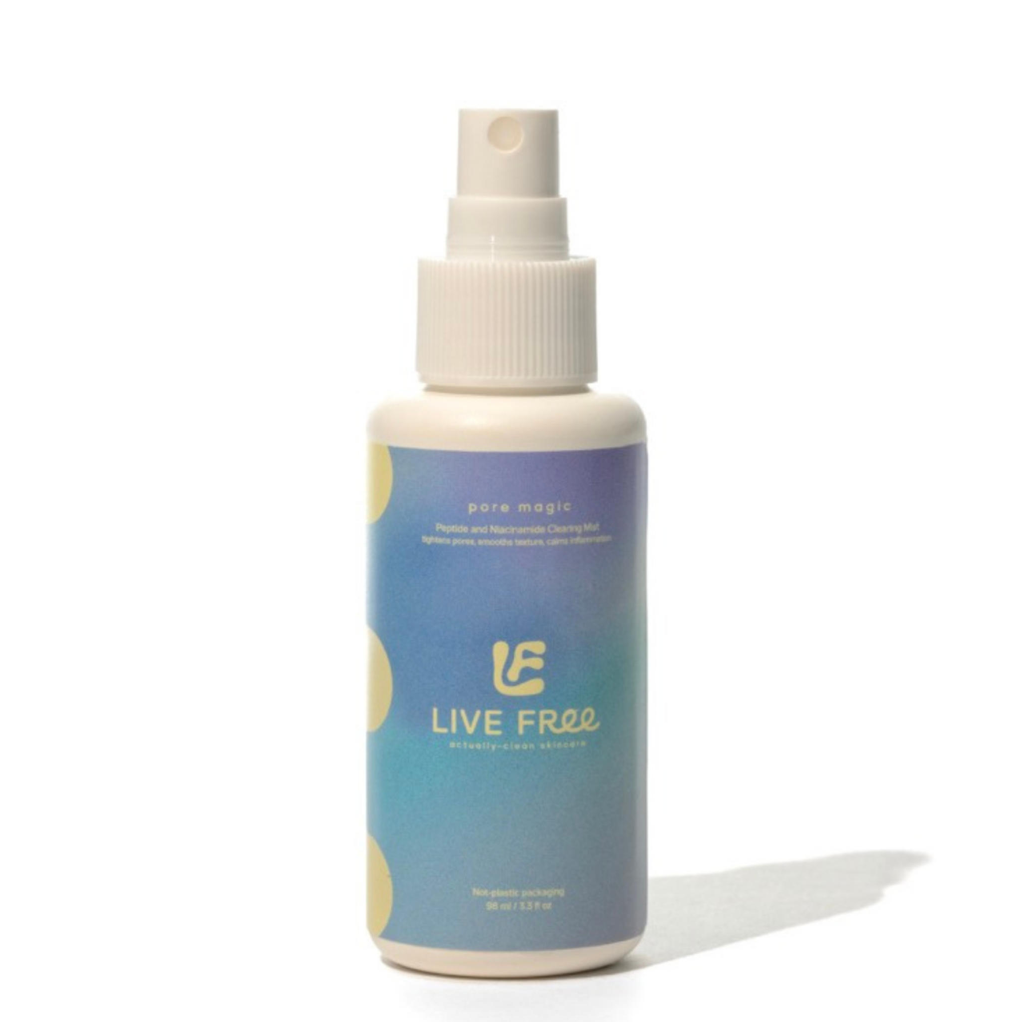 Pore Magic peptide and niacinamide toner mist spray bottle by Free Living Co