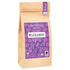 Tea package with purple label on a white background