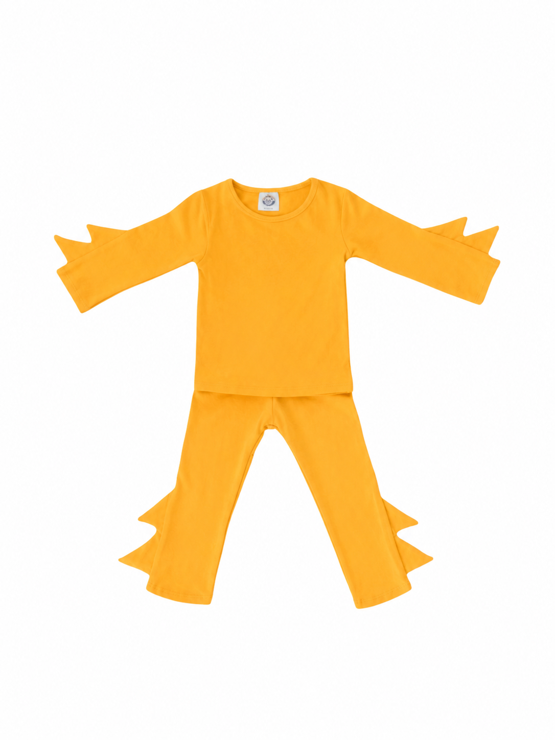 Ochre Pajama fabric detail showing 95% cotton, 5% spandex blend