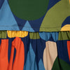 Close-up of Mon Coeur Fall Shapes Dress featuring abstract fall print on soft organic and recycled fabric